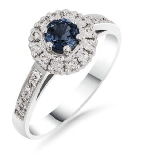 Silván, Silván timanttisormus 0,36ct Safiirilla, 14K valkokultaa, vihkisormukset