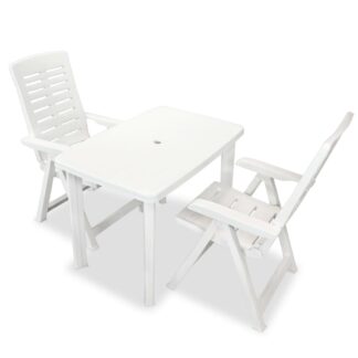 vidaXL 3-osainen Bistrosarja muovi valkoinen