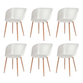 vidaXL Ruokapöydän tuolit 6 kpl valkoinen muovi