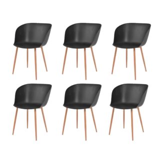 vidaXL Ruokapöydän tuolit 6 kpl musta muovi