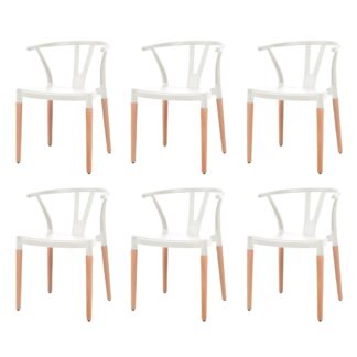 vidaXL Ruokapöydän tuolit 6 kpl valkoinen muovi