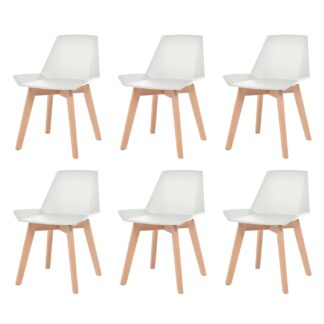 vidaXL Ruokapöydän tuolit 6 kpl valkoinen muovi