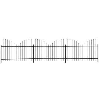 vidaXL Puutarha-aita keihäänkärjillä teräs (1,25-1,5)x6 m musta