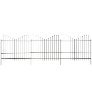 vidaXL Puutarha-aita keihäänkärjillä teräs (1,5-1,75)x6 m musta