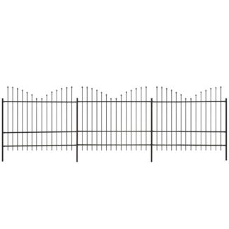 vidaXL Puutarha-aita keihäänkärjillä teräs (1,75-2)x6 m musta