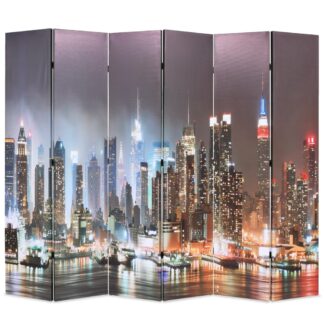 vidaXL Taitettava tilanjakaja 228x170 cm New Yorkin yömaisema