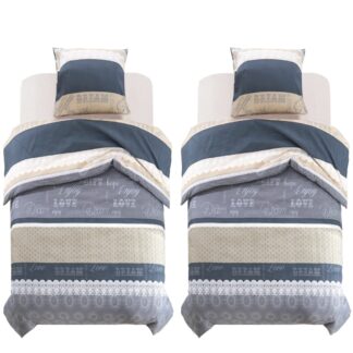 vidaXL Pussilakanasetti Raidallinen kukkakuosi 140x220/60x70cm