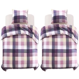vidaXL Pussilakanasetti Violetti ruutukuosi 155x200/80x80 cm