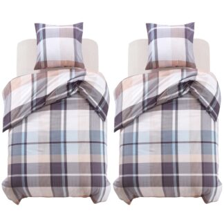 vidaXL Pussilakanasetti Khaki ruutukuosi 140x220/60x70 cm