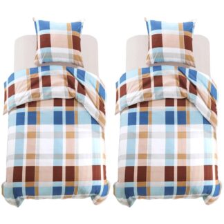 vidaXL Pussilakanasetti Oranssi ruutukuvio 135x200/80x80 cm