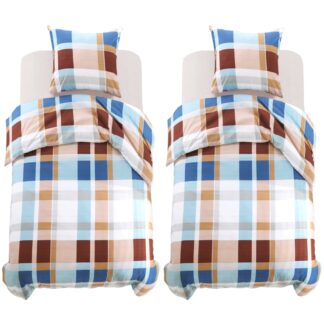 vidaXL Pussilakanasetti Oranssi ruutukuosi 140x220/60x70 cm