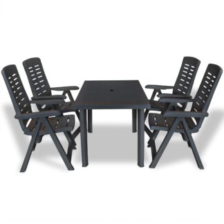 vidaXL 5-osainen Ulkoruokaryhmä muovi antrasiitti