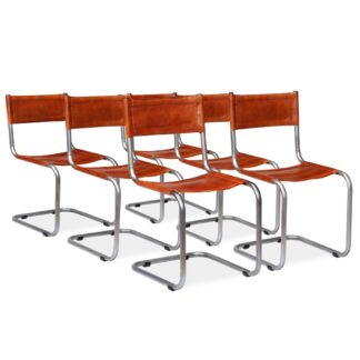 vidaXL Ruokapöydän tuolit 6 kpl ruskea aito nahka