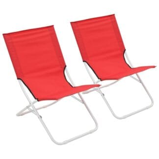 vidaXL Kokoontaittuvat rantatuolit 2 kpl punainen