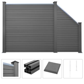 vidaXL Aitasarja neliönmuotoinen + vinopaneeli WPC 277x187 cm harmaa