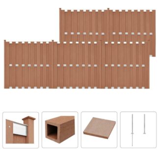 vidaXL Aitasarja 5 paneelia puu-muovikomposiitti 932x185 cm ruskea