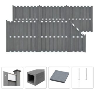 vidaXL Aitasarja 5 paneelia + 1 vinopaneeli WPC 1028x185 cm harmaa