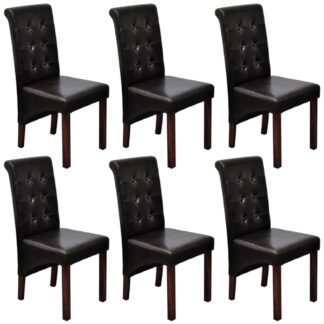 vidaXL Ruokapöydän tuolit 6 kpl tummanruskea keinonahka