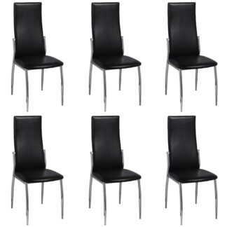 vidaXL Ruokapöydän tuolit 6 kpl musta keinonahka