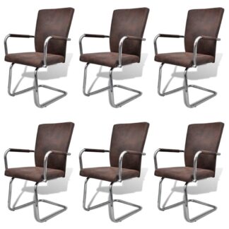 vidaXL Takajalattomat ruokapöydän tuolit 6 kpl ruskea keinonahka