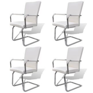 vidaXL Ruokapöydän tuolit 4 kpl valkoinen keinonahka