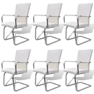 vidaXL Ruokapöydän tuolit 6 kpl valkoinen keinonahka