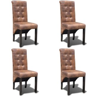 vidaXL Ruokapöydän tuolit 4 kpl ruskea keinonahka