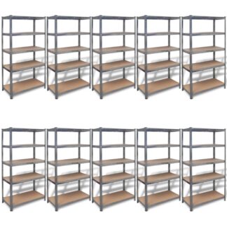 vidaXL Varastohyllyt 10 kpl 90 x 40 x 180 cm Teräs