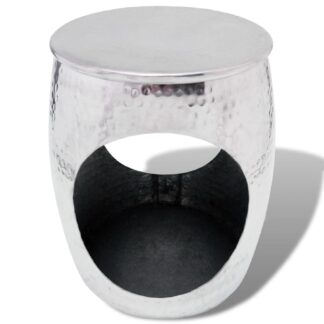 vidaXL Tynnyrinmuotoinen jakkara/sivupöytä Alumiini hopea