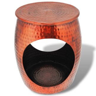 vidaXL Tynnyrinmuotoinen jakkara/sivupöytä Kupari Ruskea