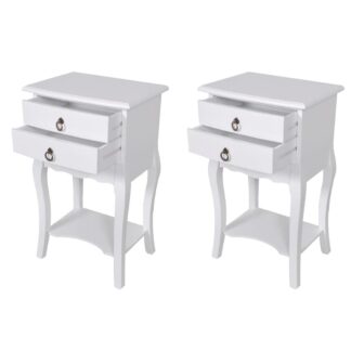 vidaXL Yöpöydät vetolaatikoilla 2 kpl valkoinen
