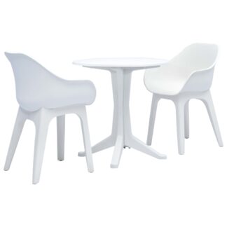 vidaXL 3-osainen Bistrosarja muovi valkoinen