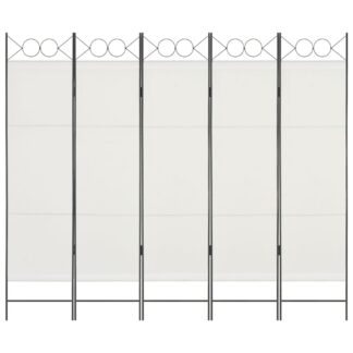 vidaXL 5-Paneelinen tilanjakaja 200x180 cm valkoinen