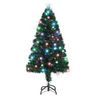 vidaXL Tekojoulukuusi jalusta/LED 120 cm kuituoptiikka
