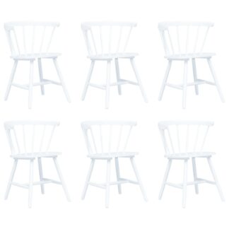 vidaXL Ruokatuolit 6 kpl valkoinen täysi kumipuu