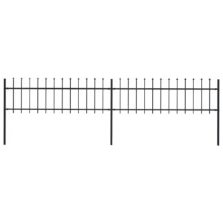 vidaXL Puutarha-aita keihäskärjillä 3,4x0,6 m teräs musta