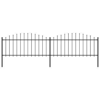 vidaXL Puutarha-aita keihäskärjillä teräs (0,5-0,75)x3,4 m musta