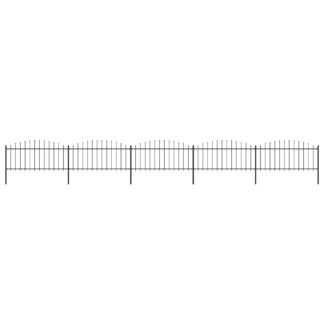 vidaXL Puutarha-aita keihäskärjillä teräs (0,5-0,75)x8,5 m musta