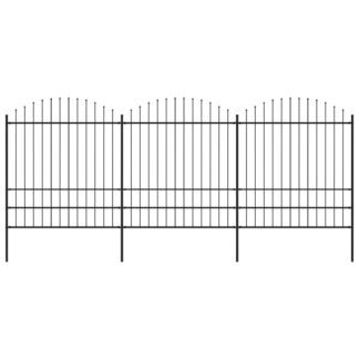 vidaXL Puutarha-aita keihäskärjillä teräs (1,75-2)x5,1 m musta
