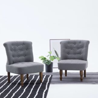 vidaXL Ranskalaiset tuolit 2 kpl vaaleanharmaa kangas