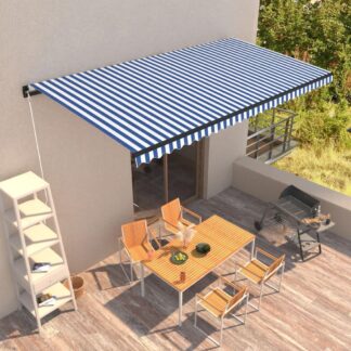 vidaXL Manuaalisesti kelattava markiisi 600x300 cm sininen/valkoinen