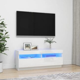 vidaXL TV-taso LED-valoilla korkeakiilto valkoinen 100x35x40 cm