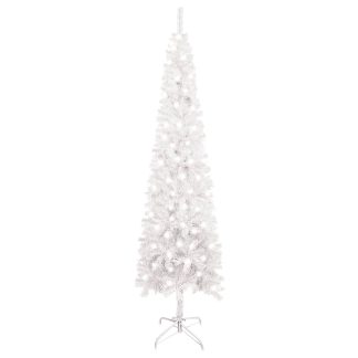 vidaXL Kapea joulukuusi LED-valoilla valkoinen 180 cm