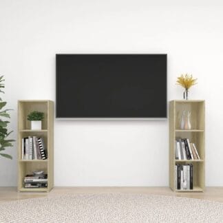vidaXL TV-tasot 2 kpl Sonoma-tammi 107x35x37 cm lastulevy