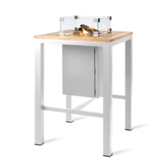 Neliönmuotoinen baaripöytä kaasutakalla - valkoinen