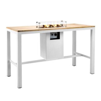 Suorakulmainen baaripöytä kaasutakalla - valkoinen
