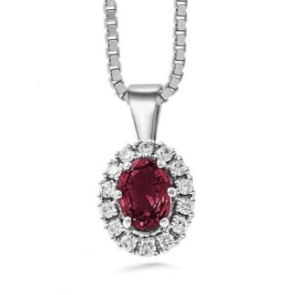 Silván, Silván timanttiriipus 0,28ct Rubiinilla, 14K valkokultaa, timanttikorut