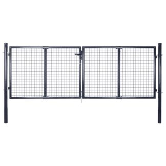 vidaXL Puutarhan verkkoportti galvanoitu teräs 289x100 cm harmaa