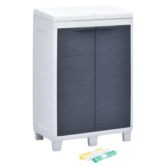 vidaXL Puutarhan roskalaatikko 3 pussilla tummanharmaa 65x38x102 cm