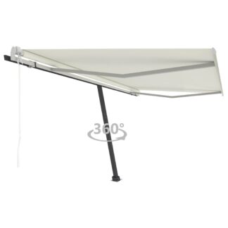 vidaXL Vapaasti seisova sisäänkelattava markiisi 450x300 cm kerma